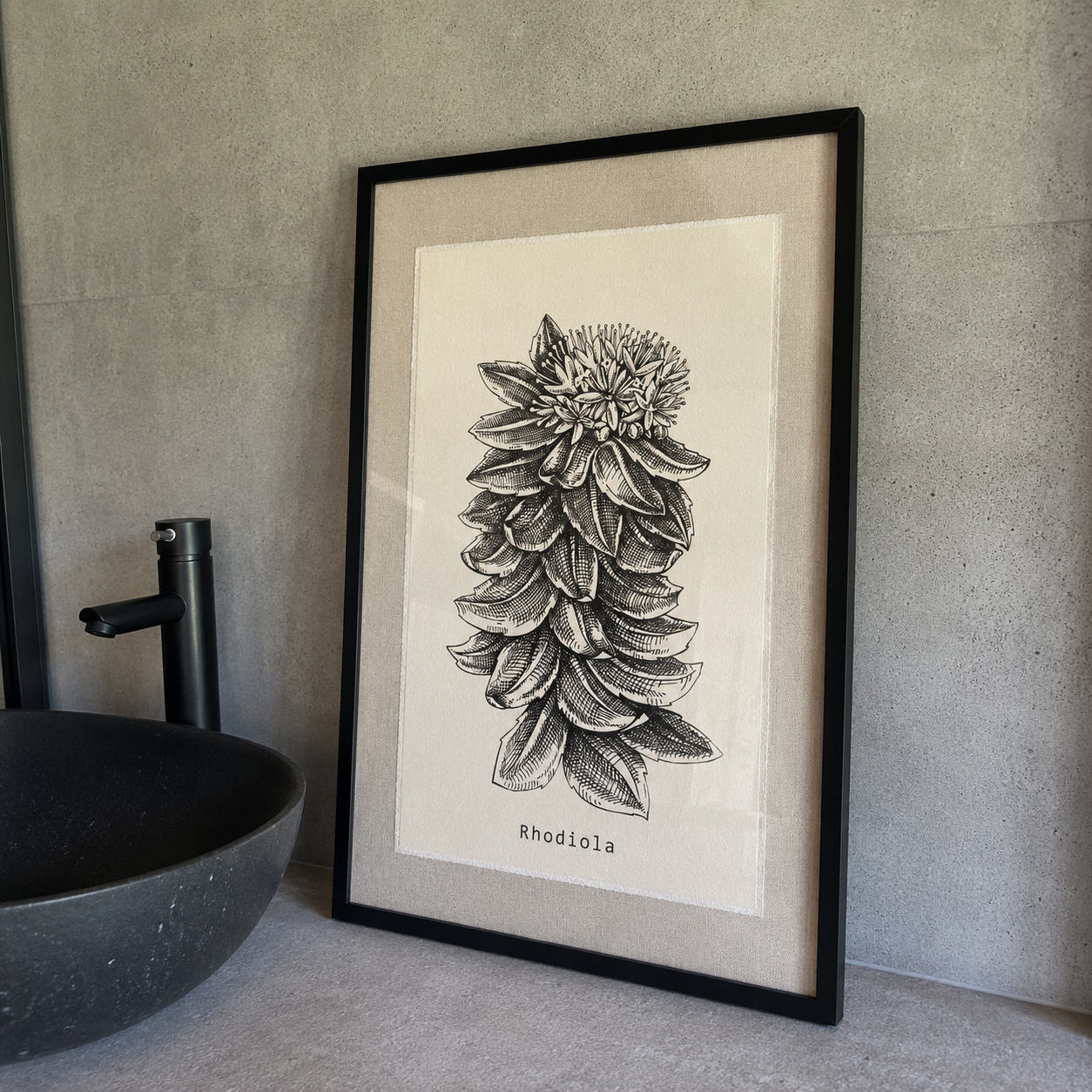 Cuadro Flora tela sobre lino Rhodiola