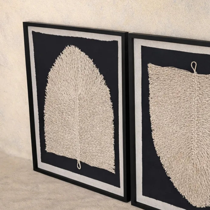 CUADRO PLUMA TEJIDA YUTE TAUPE / GRIS MARENGO