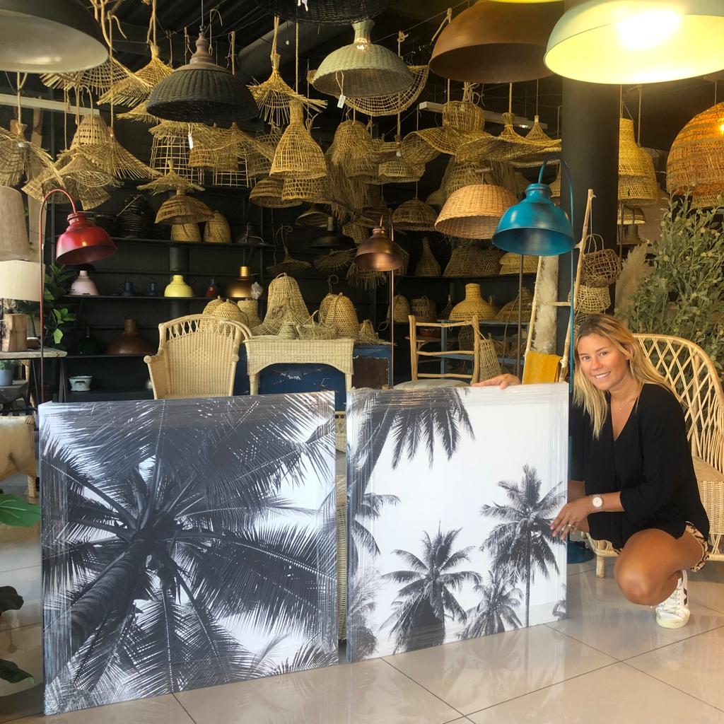 Canvas Conjunto Palmeras B&N