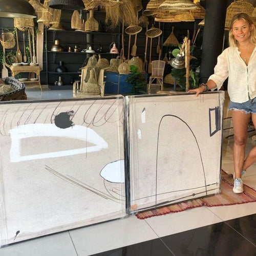CANVAS CONJUNTO LINEALES BEIGE